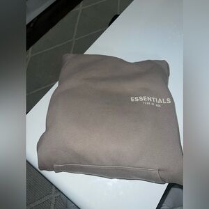 Fear of god essentials taupe cotton hoodie